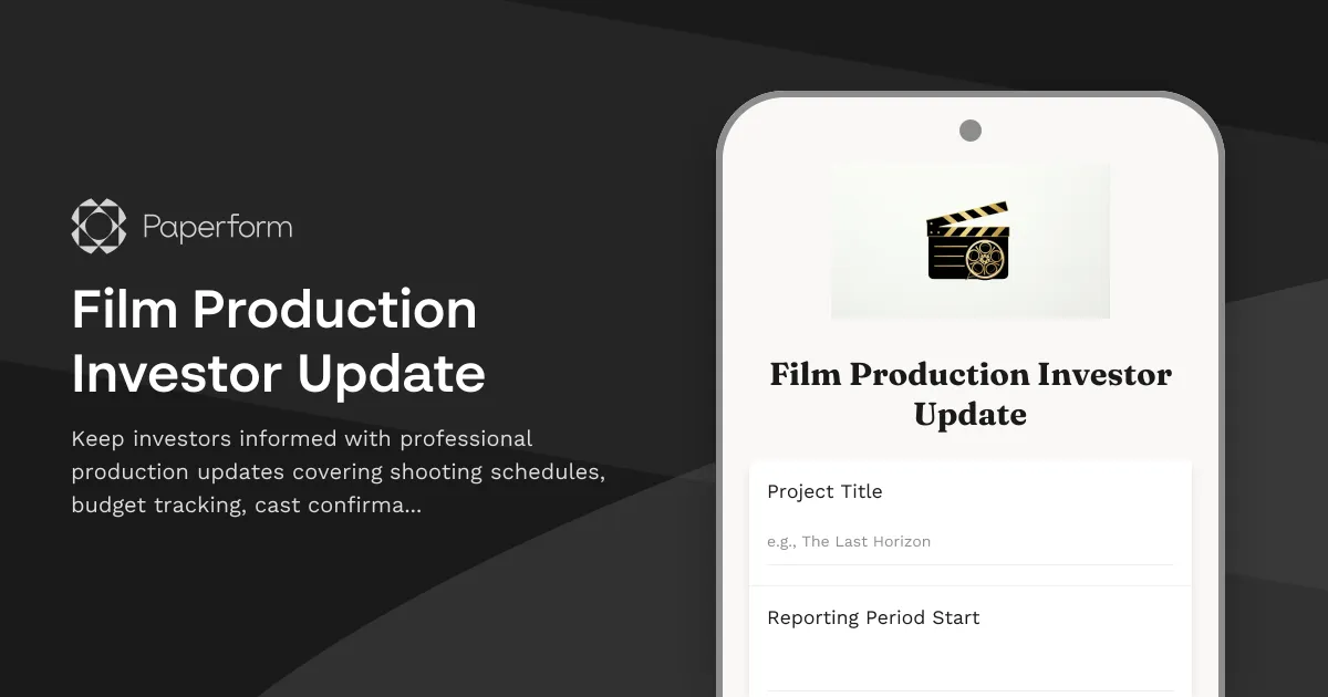 Film Production Investor Update