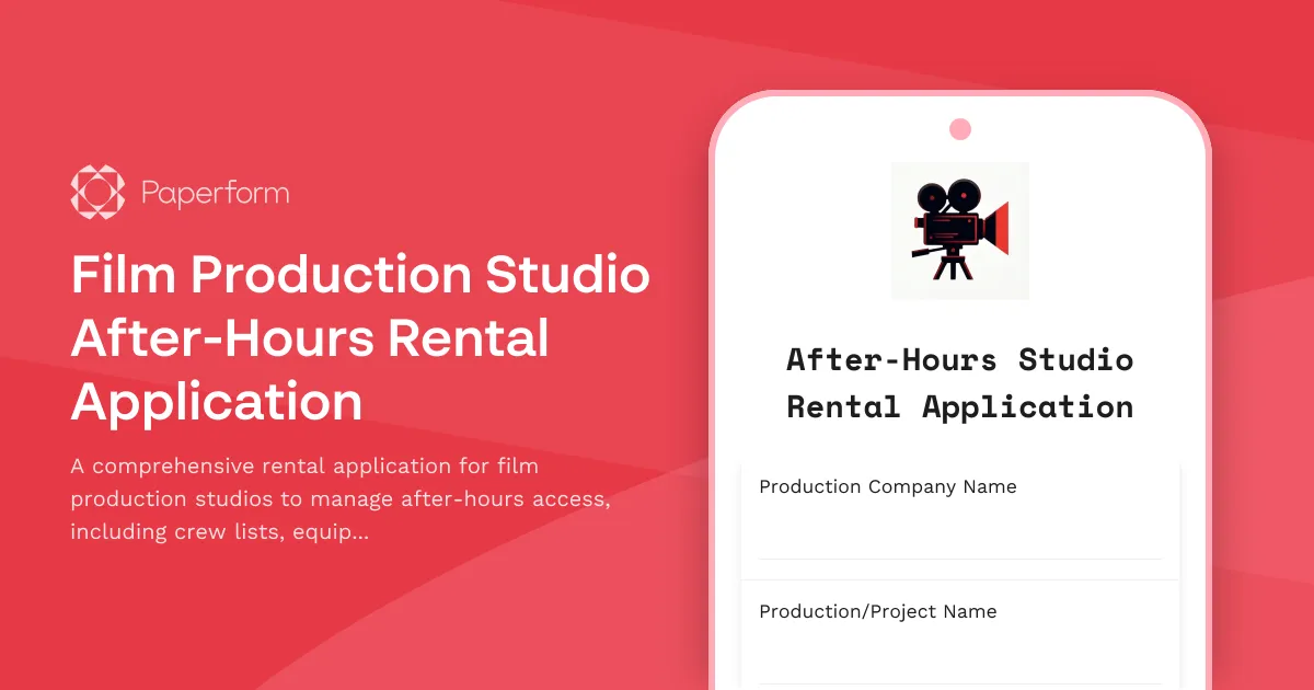 Film Production Studio After-Hours Rental Application