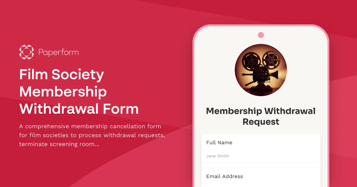 Film Society Membership Withdrawal Form