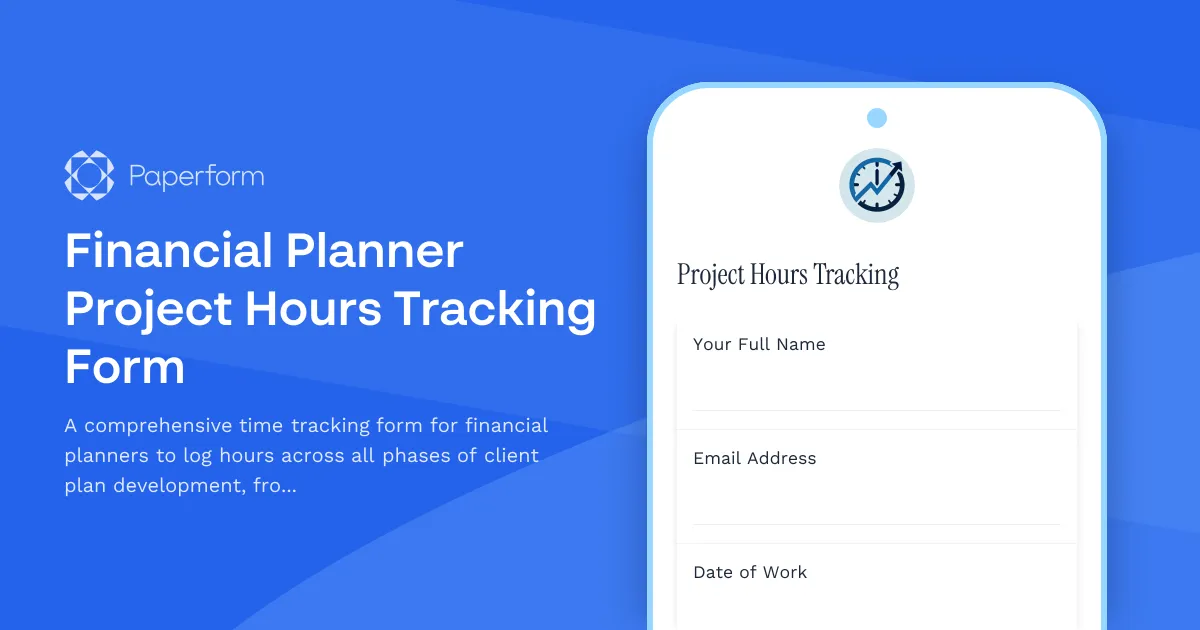 Financial Planner Project Hours Tracking Form
