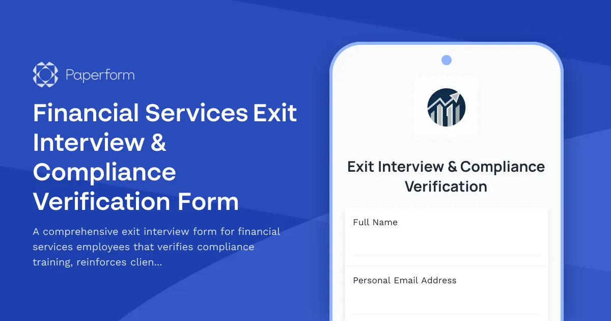Financial Services Exit Interview & Compliance Verification Form