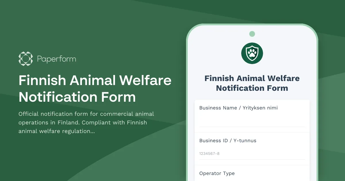 Finnish Animal Welfare Notification Form