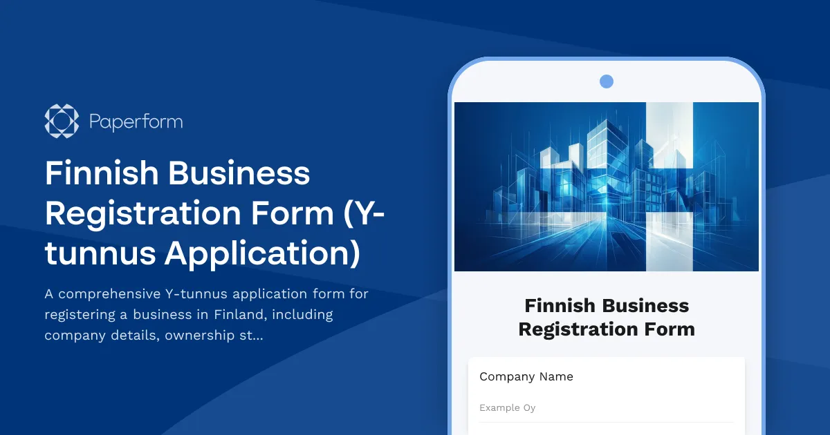 Finnish Business Registration Form (Y-tunnus Application)
