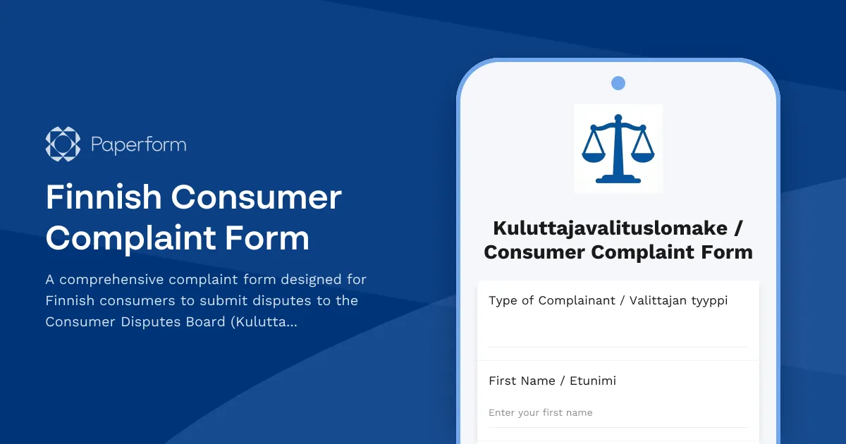 Finnish Consumer Complaint Form