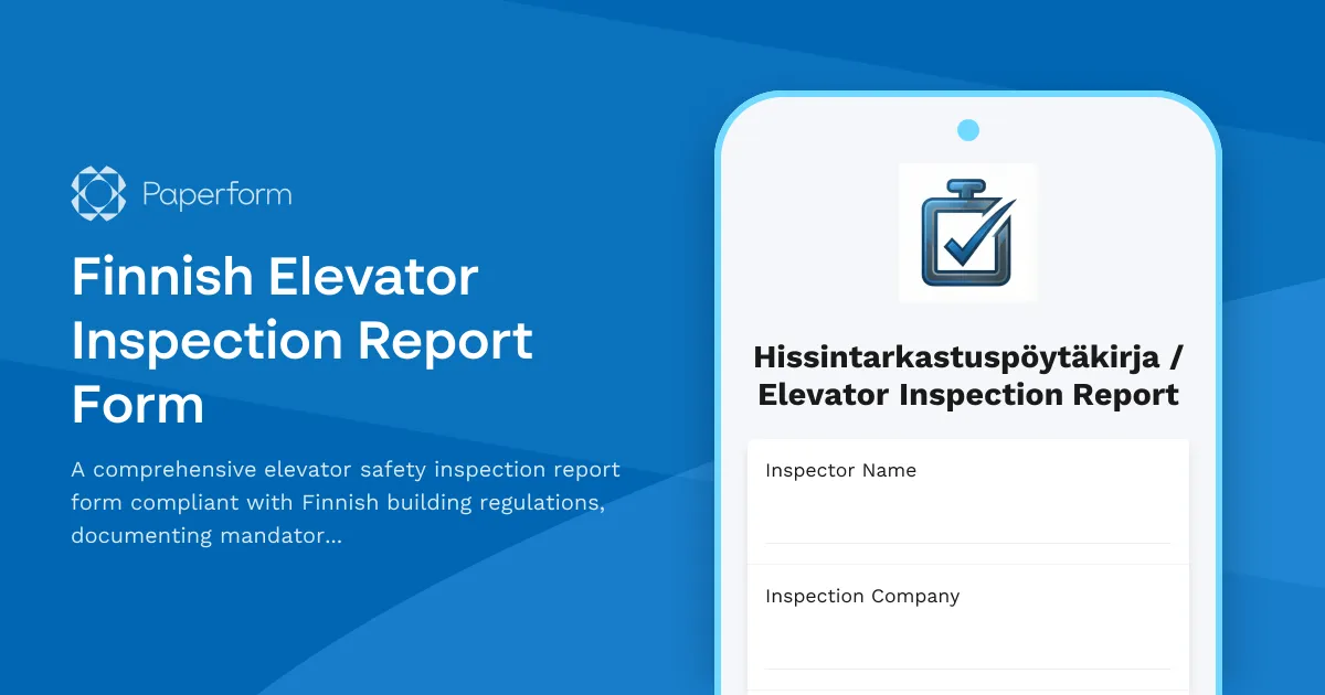 Finnish Elevator Inspection Report Form