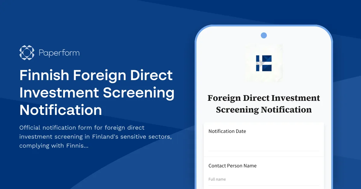 Finnish Foreign Direct Investment Screening Notification