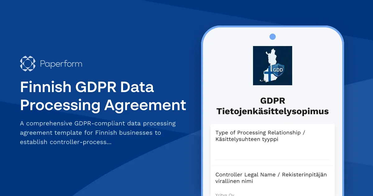 Finnish GDPR Data Processing Agreement