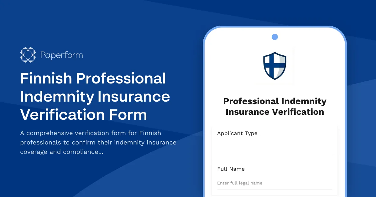 Finnish Professional Indemnity Insurance Verification Form
