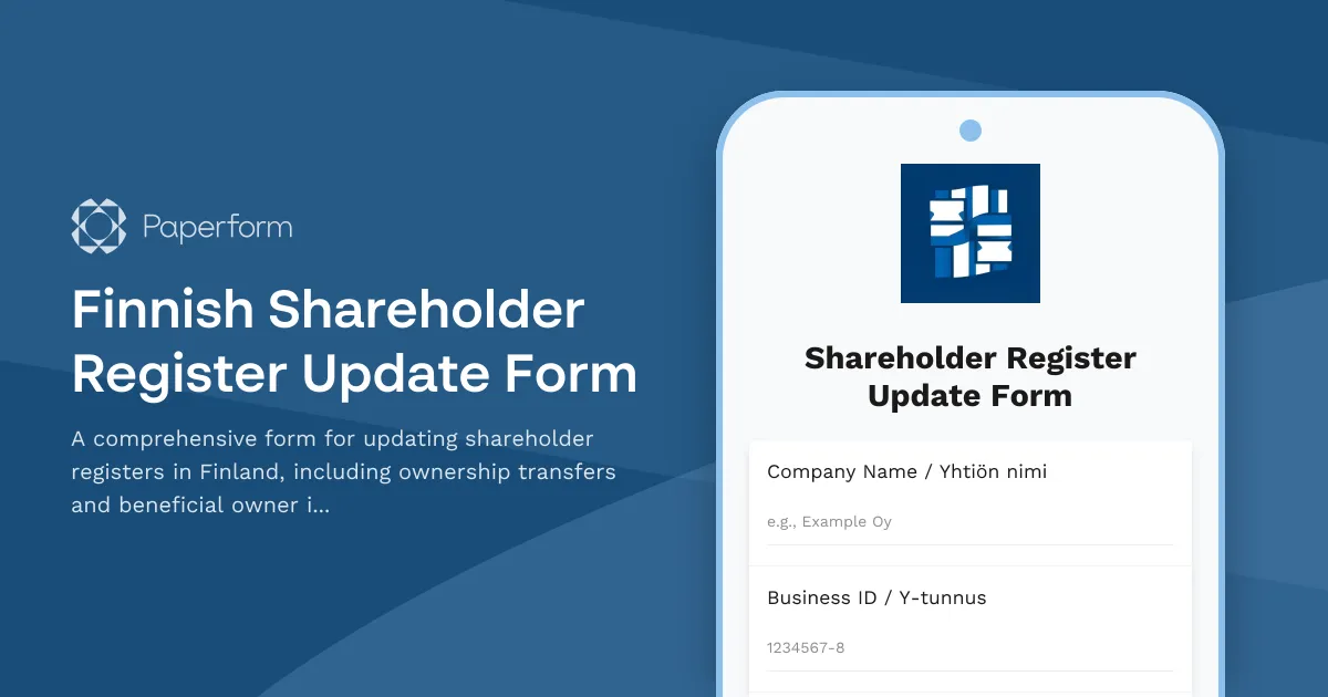 Finnish Shareholder Register Update Form
