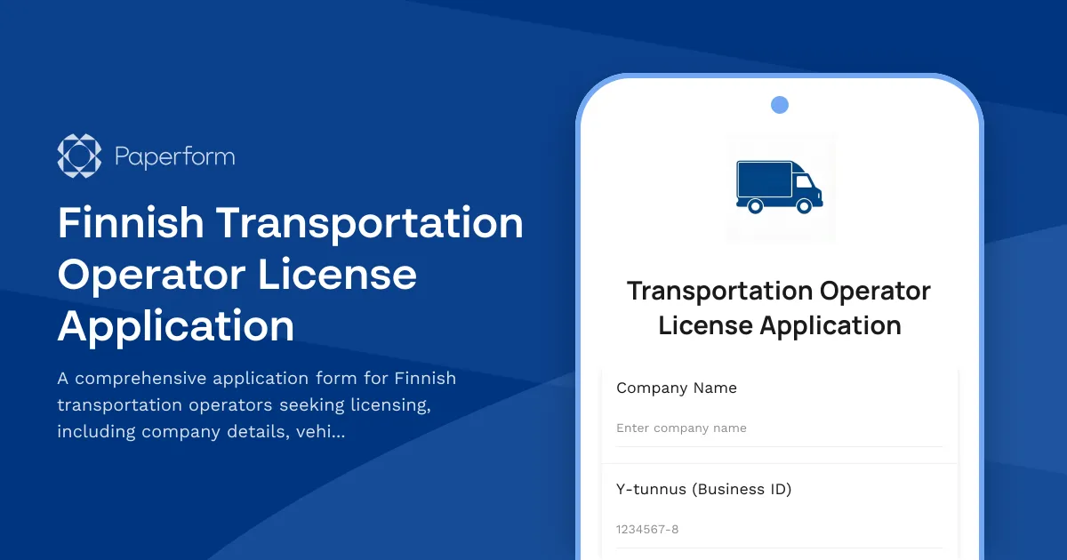 Finnish Transportation Operator License Application