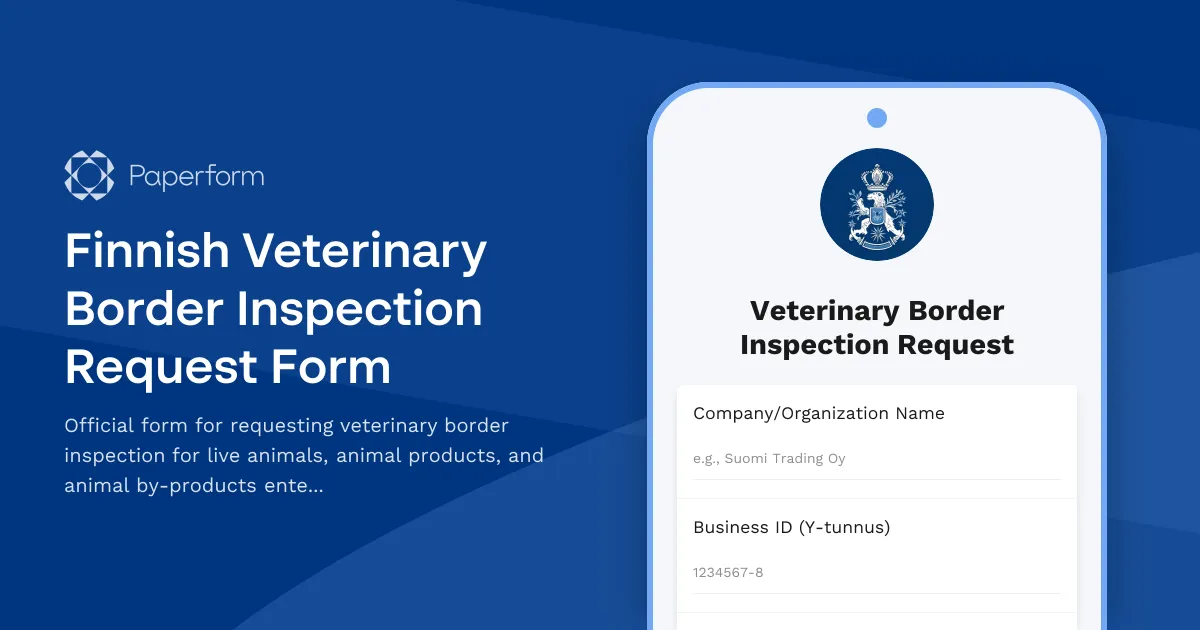 Finnish Veterinary Border Inspection Request Form