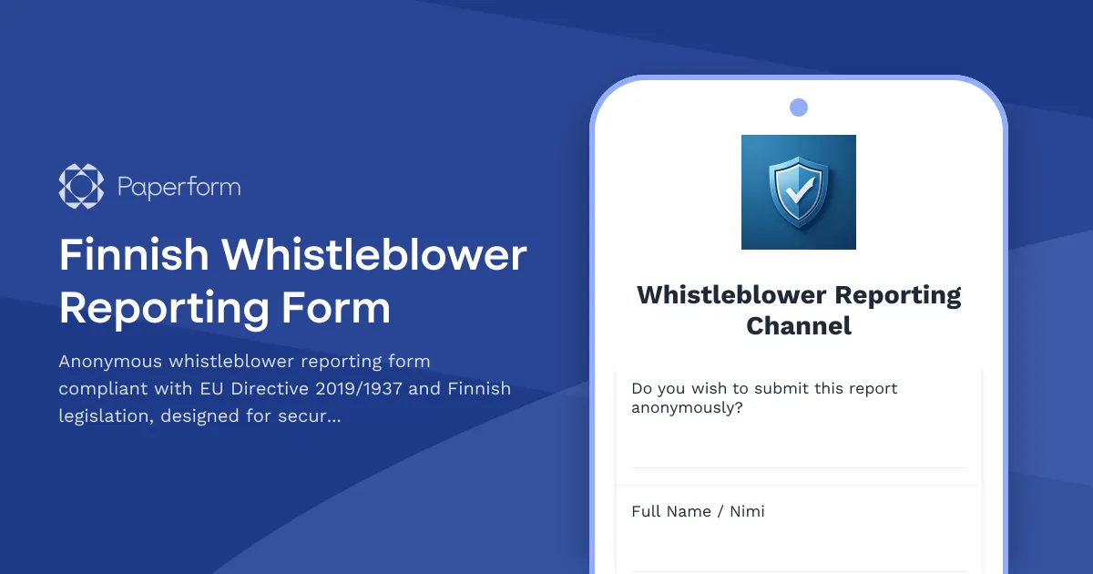 Finnish Whistleblower Reporting Form