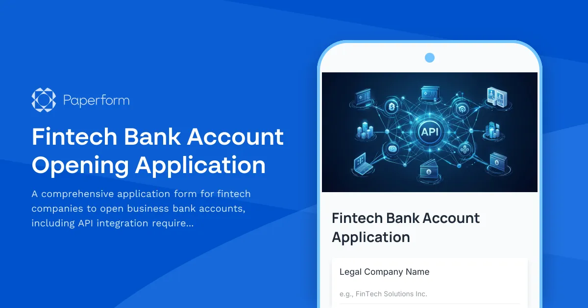Fintech Bank Account Opening Application