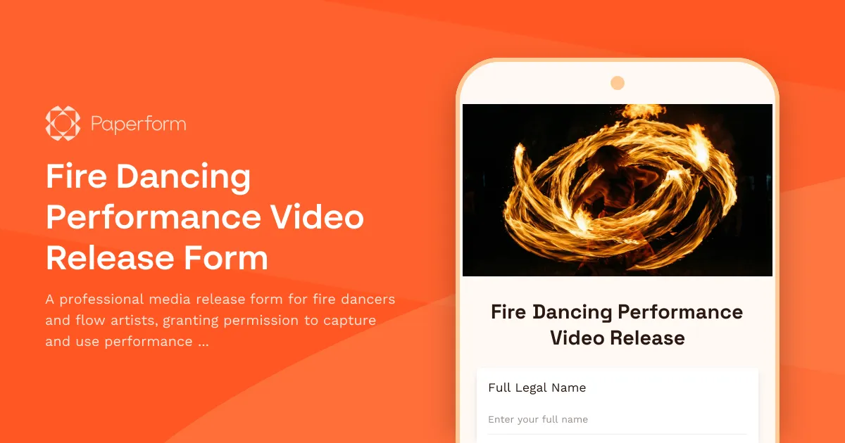 Fire Dancing Performance Video Release Form
