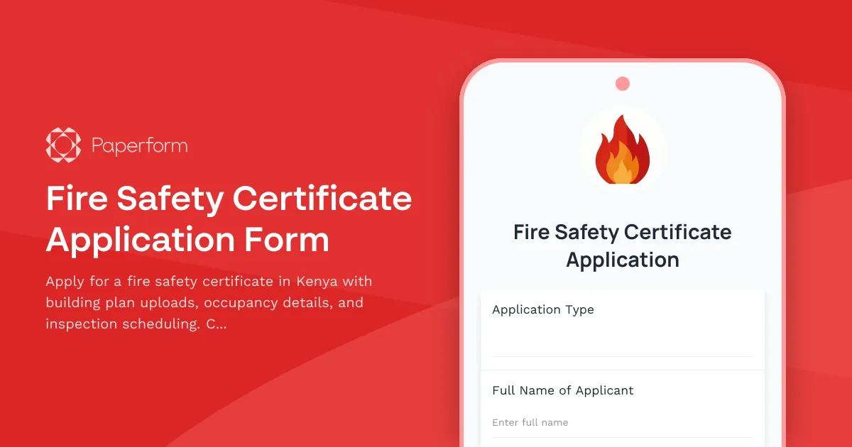 Fire Safety Certificate Application Form