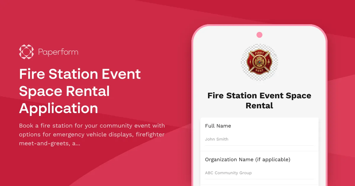 Fire Station Event Space Rental Application