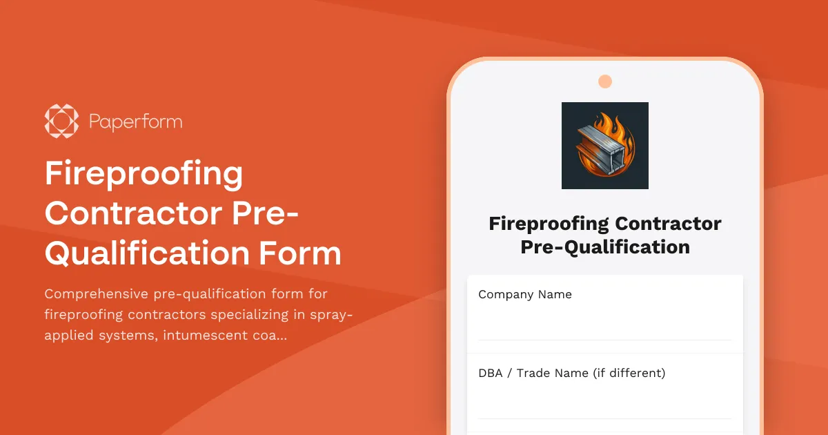 Fireproofing Contractor Pre-Qualification Form