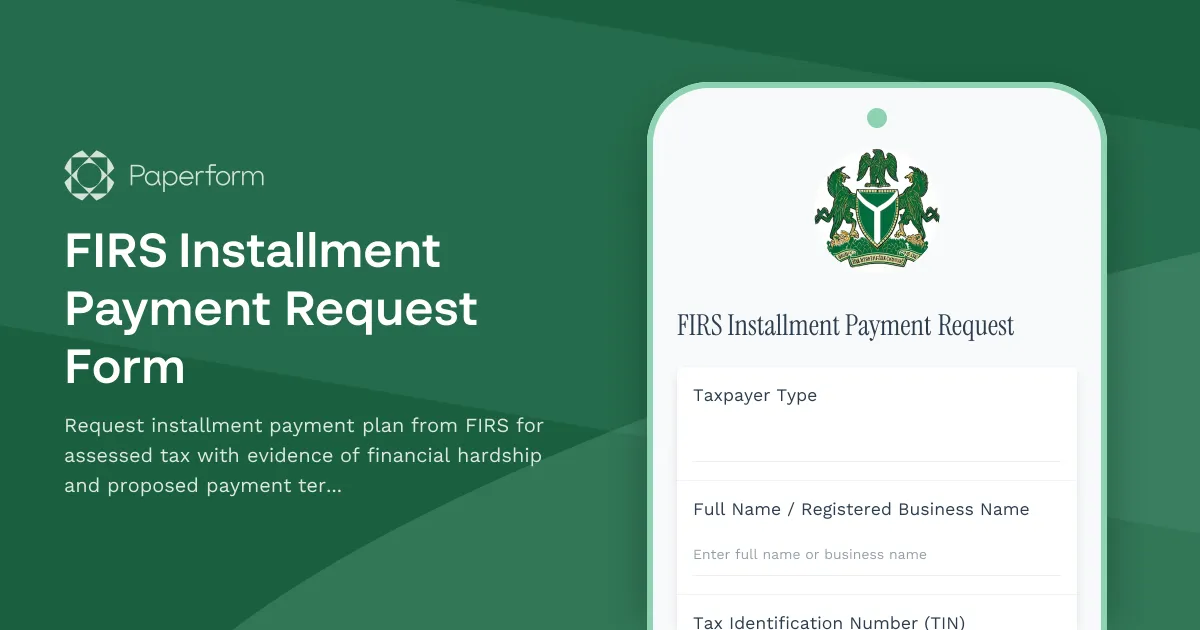 FIRS Installment Payment Request Form