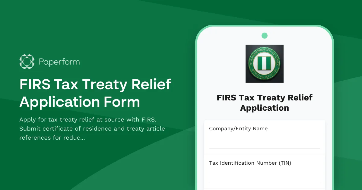 FIRS Tax Treaty Relief Application Form