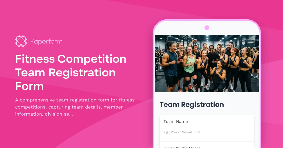 Fitness Competition Team Registration Form