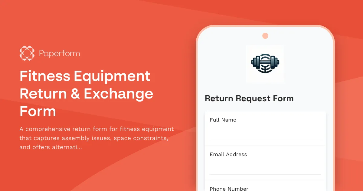 Fitness Equipment Return & Exchange Form