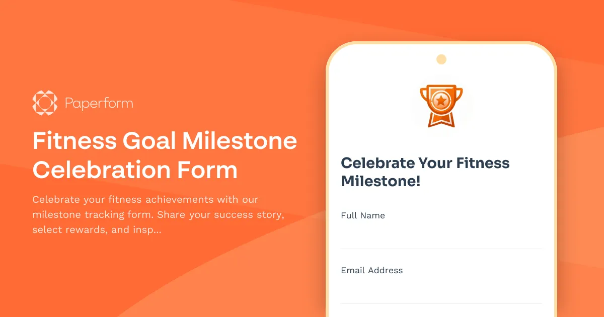 Fitness Goal Milestone Celebration Form