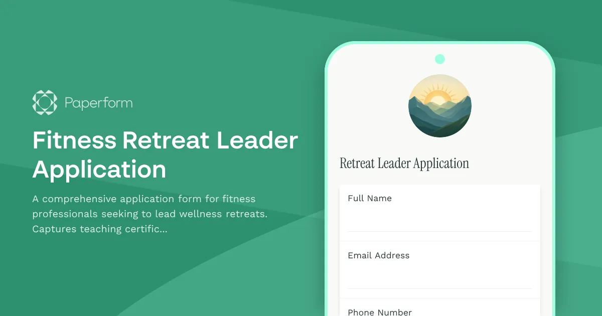 Fitness Retreat Leader Application