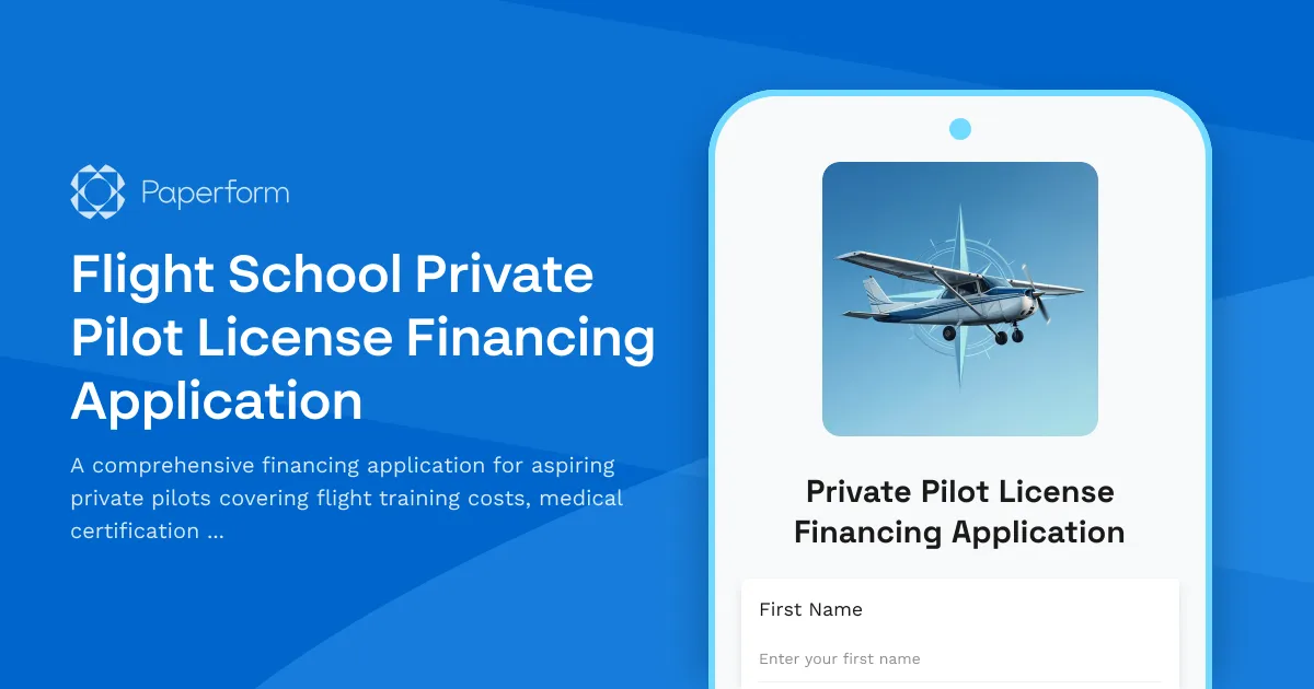 Flight School Private Pilot License Financing Application