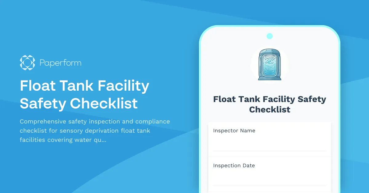Float Tank Facility Safety Checklist