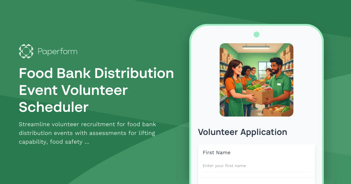 Food Bank Distribution Event Volunteer Scheduler