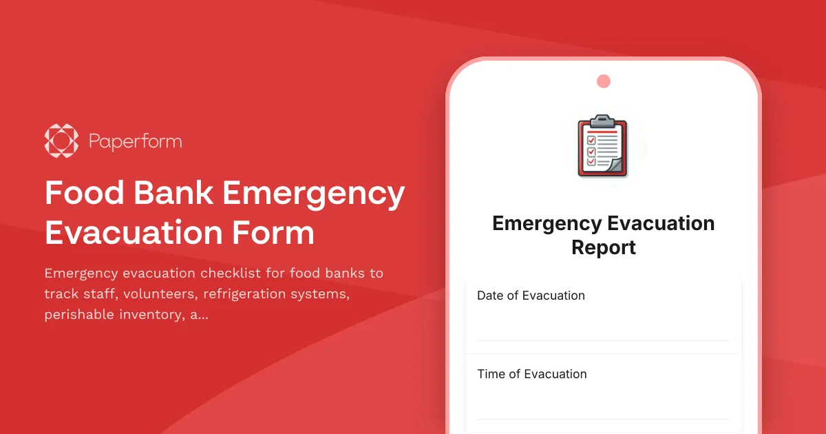 Food Bank Emergency Evacuation Form