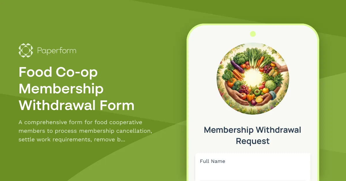 Food Co-op Membership Withdrawal Form
