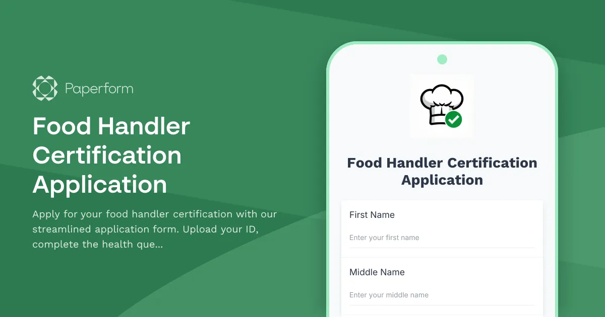 Food Handler Certification Application