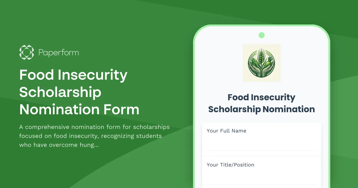 Food Insecurity Scholarship Nomination Form