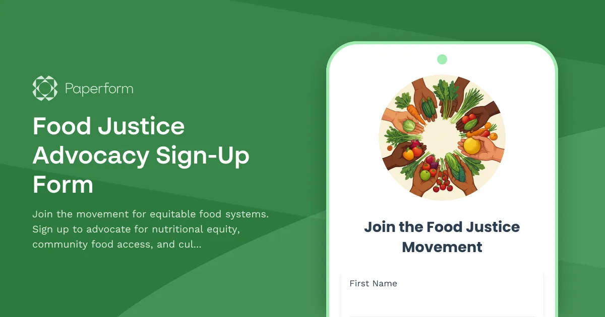 Food Justice Advocacy Sign-Up Form