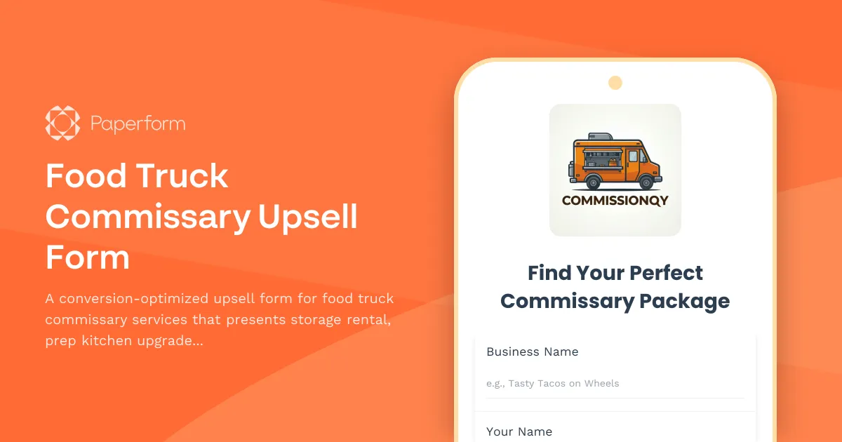 Food Truck Commissary Upsell Form