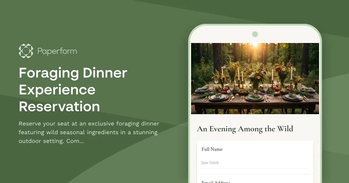 Foraging Dinner Experience Reservation