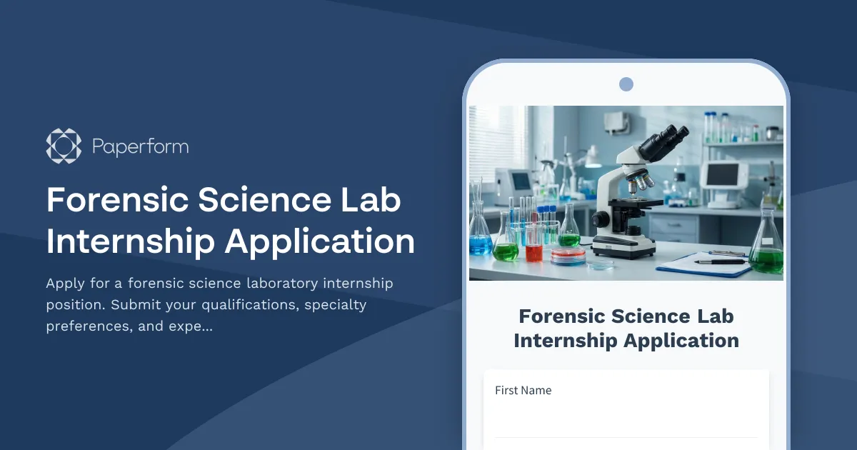 Forensic Science Lab Internship Application