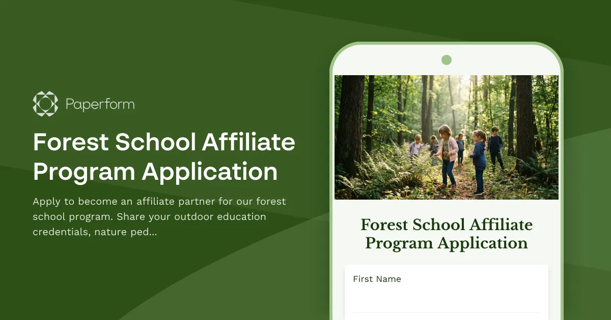 Forest School Affiliate Program Application