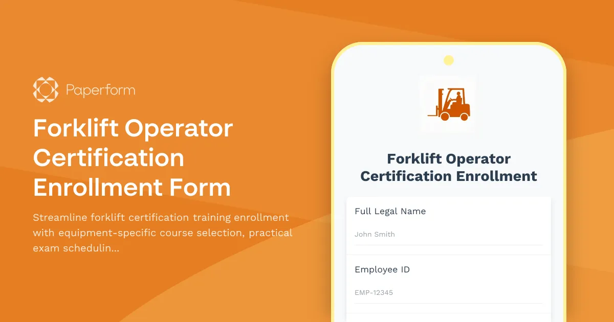 Forklift Operator Certification Enrollment Form