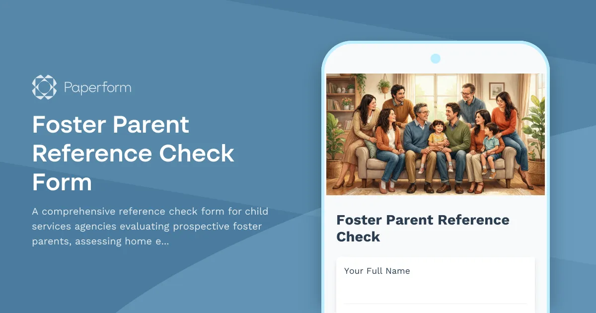 Foster Parent Reference Check Form