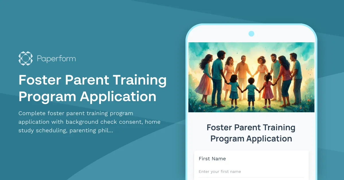 Foster Parent Training Program Application