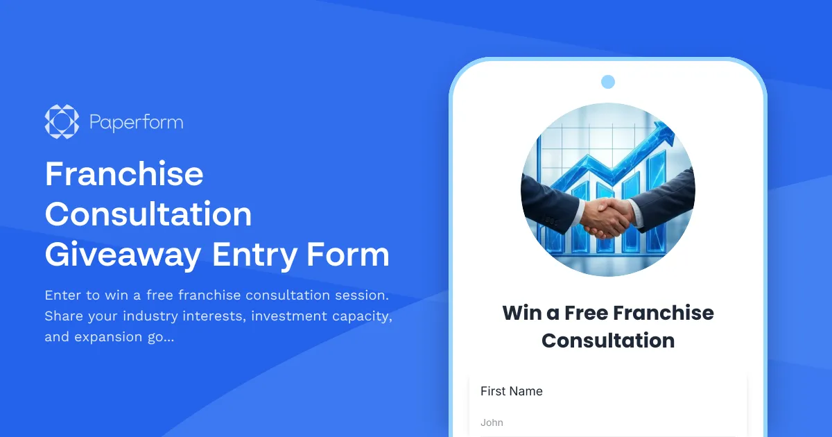 Franchise Consultation Giveaway Entry Form
