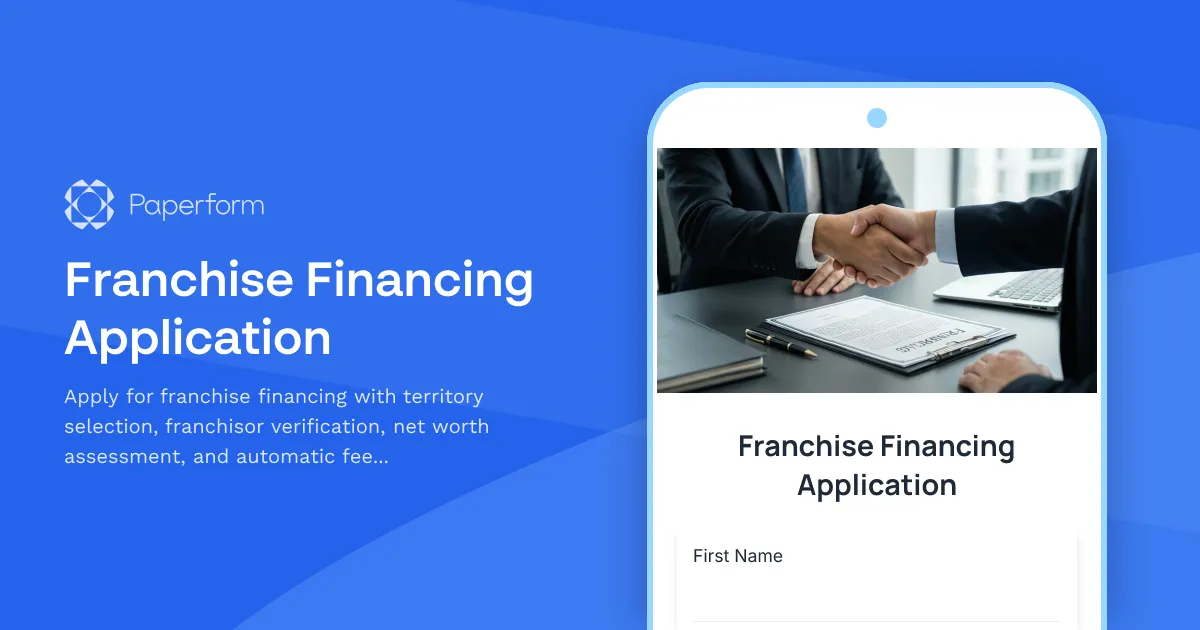 Franchise Financing Application