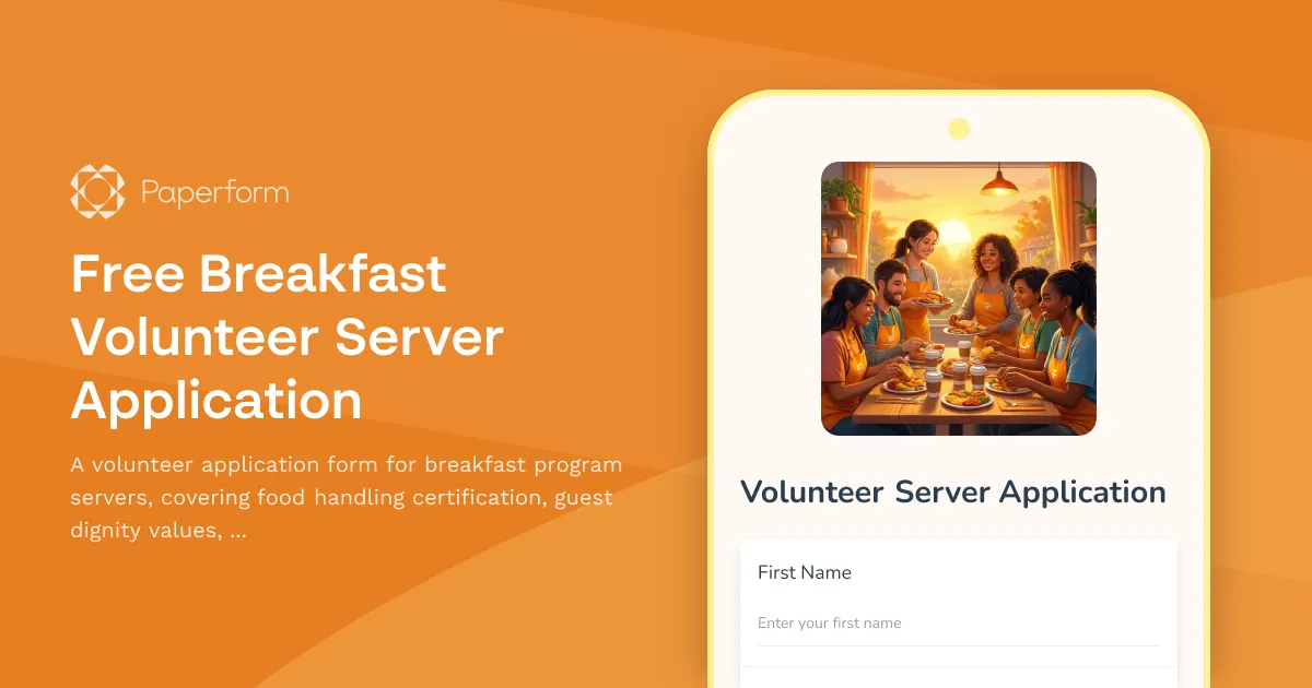 Free Breakfast Volunteer Server Application