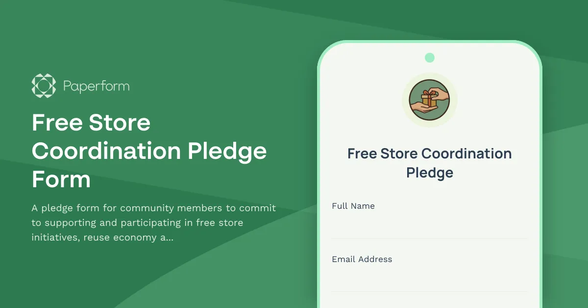 Free Store Coordination Pledge Form
