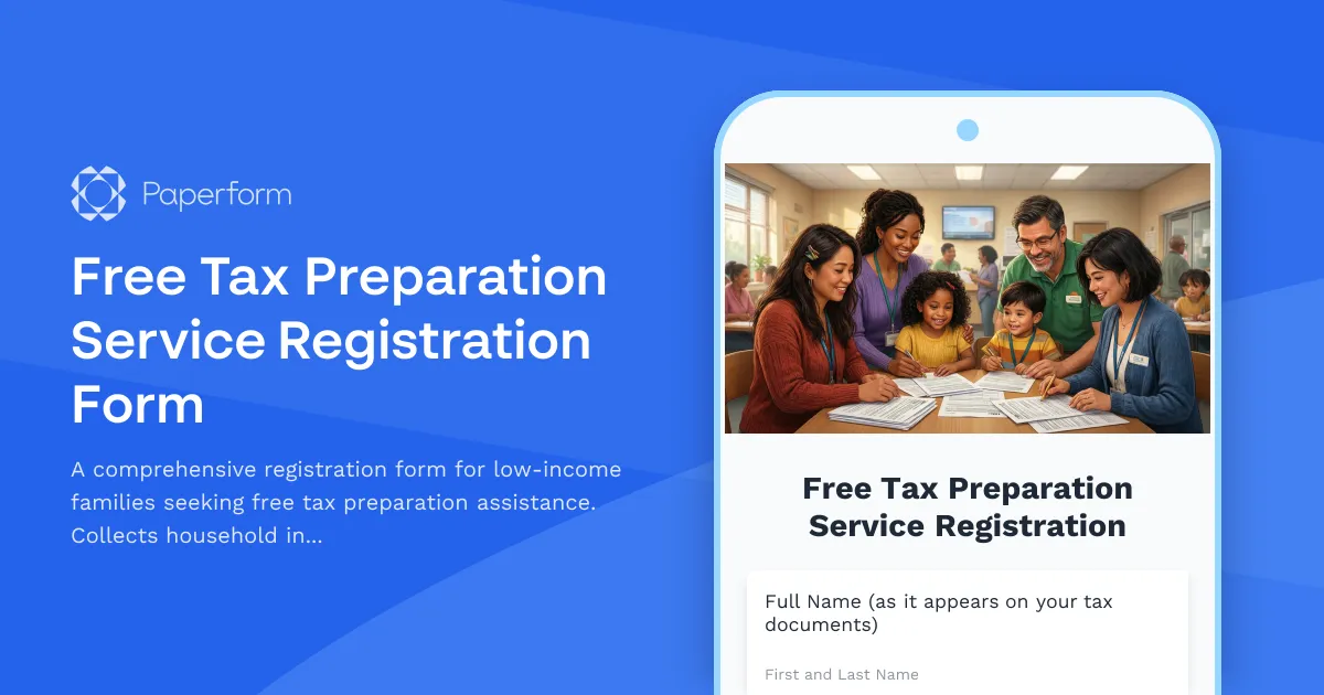 Free Tax Preparation Service Registration Form