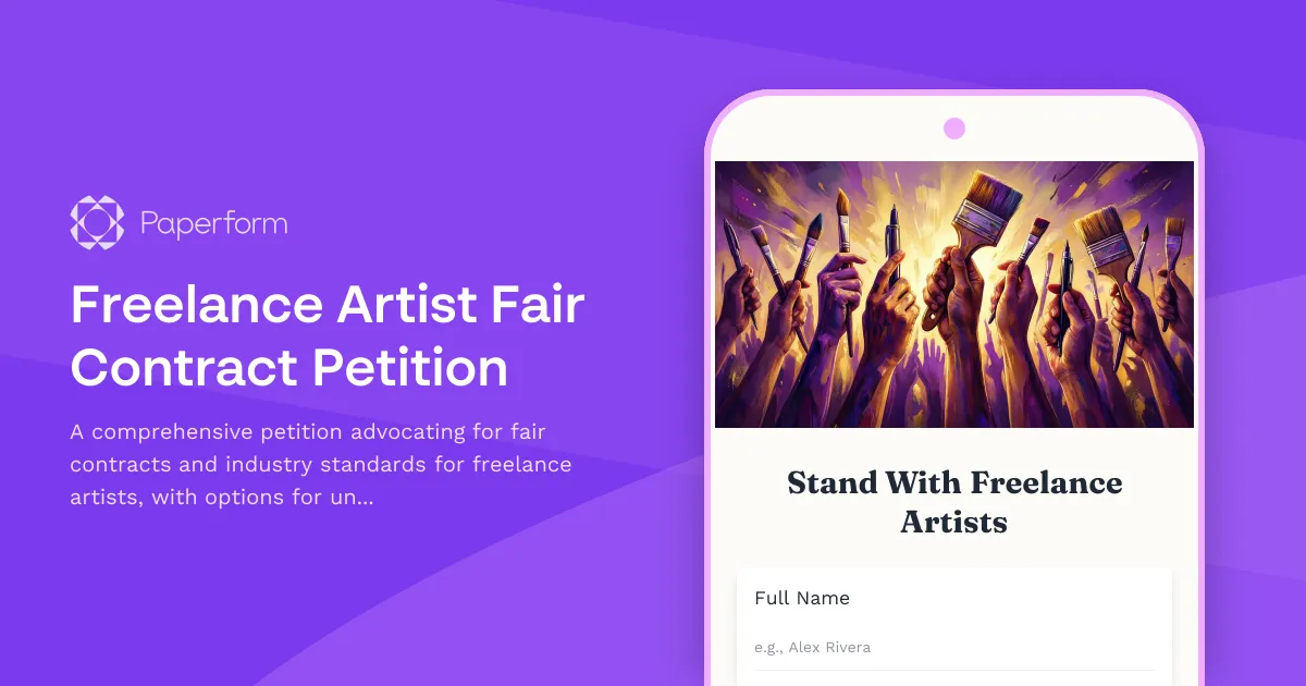 Freelance Artist Fair Contract Petition