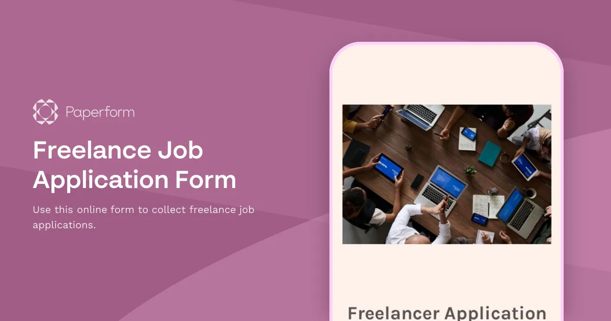 Freelance Job Application Form