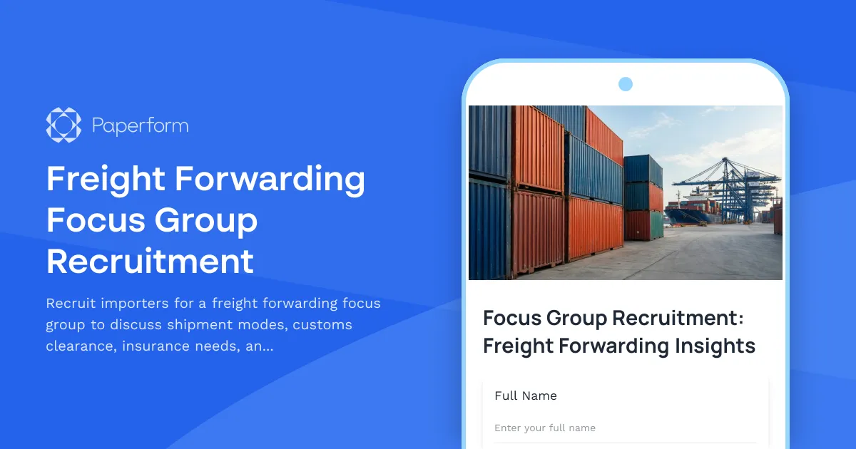 Freight Forwarding Focus Group Recruitment